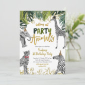 Birthday-uitnodiging van Safari Party Animal Kind Kaart (Staand voorkant)