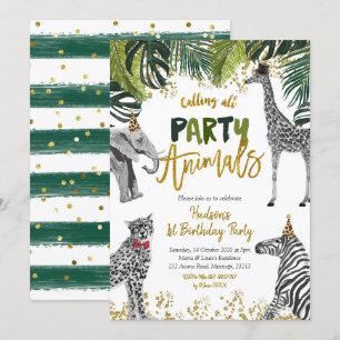 Birthday-uitnodiging van Safari Party Animal Kind Kaart
