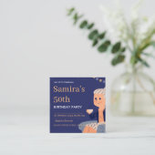 Birthday-uitnodiging Vierkante Visitekaartje (Staand voorkant)