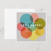 Birthday-uitnodiging voor ballonnen kaart (Voorkant / Achterkant)