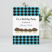 Birthday - uitnodiging voor Black and Blue Diamond (Staand voorkant)