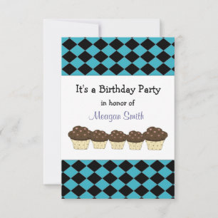 Birthday - uitnodiging voor Black and Blue Diamond