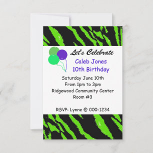 Birthday - uitnodiging voor Black and Green Tiger 