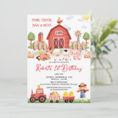 Birthday-uitnodiging voor boerderijdieren kaart (Staand voorkant)