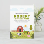 Birthday-uitnodiging voor boerderijdieren kaart (Staand voorkant)