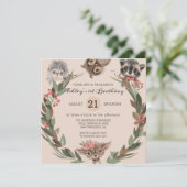 Birthday-uitnodiging voor bosdieren kaart (Staand voorkant)