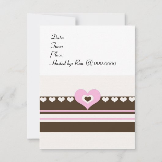 Birthday - uitnodiging voor bruin en roze Stripe (Achterkant)