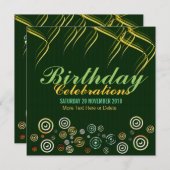 Birthday-uitnodiging voor Buttonnen Cords Kaart (Voorkant / Achterkant)