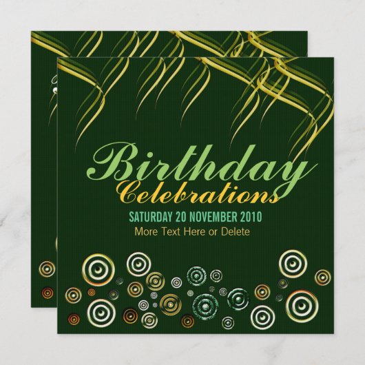 Birthday-uitnodiging voor Buttonnen Cords Kaart (Voorkant / Achterkant)