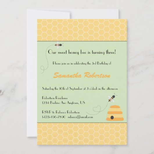 Birthday-uitnodiging voor Buzzing Bees Kaart (Voorkant)