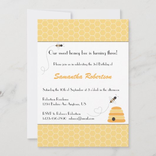Birthday-uitnodiging voor Buzzing Bees Kaart (Voorkant)