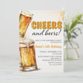 Birthday-uitnodiging voor Cheers and Beers Kaart (Staand voorkant)