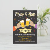 Birthday-uitnodiging voor Cheers and Beers Kaart (Staand voorkant)