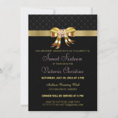 Birthday - uitnodiging voor Chic Gold Ribbon (Voorkant)