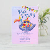 Birthday-uitnodiging voor Cool Dog Pool Kaart (Staand voorkant)