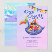 Birthday-uitnodiging voor Cool Dog Pool Kaart (Voorkant / Achterkant)