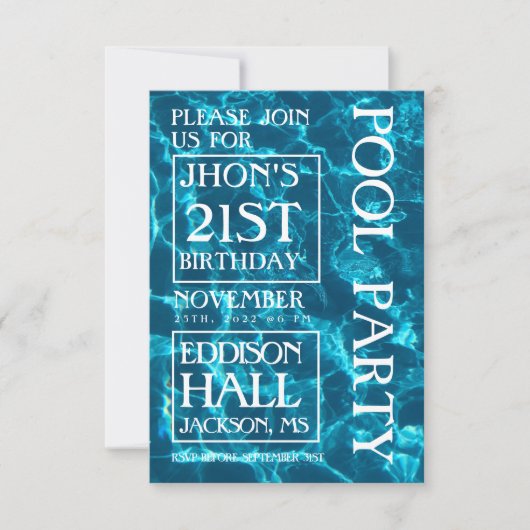 Birthday-uitnodiging voor de blauwe oceaanpool kaart (Voorkant)