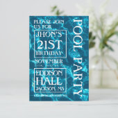 Birthday-uitnodiging voor de blauwe oceaanpool kaart (Staand voorkant)