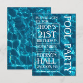 Birthday-uitnodiging voor de blauwe oceaanpool kaart (Voorkant / Achterkant)