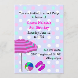 Birthday-uitnodiging voor de meisjespool kaart