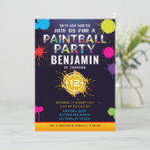 Birthday-uitnodiging voor de Paintball Party Kaart (Staand voorkant)