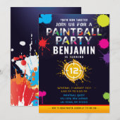 Birthday-uitnodiging voor de Paintball Party Kaart (Voorkant / Achterkant)