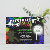 Birthday-uitnodiging voor de Paintball Party Kaart (Staand voorkant)