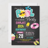 Birthday-uitnodiging voor de pool - meisje kaart (Voorkant)