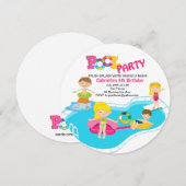 Birthday-uitnodiging voor de Ronde Pool voor meisj Kaart (Voorkant / Achterkant)