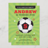 Birthday-uitnodiging voor de voetbalpartij kaart (Voorkant / Achterkant)