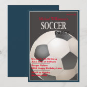 Birthday-uitnodiging voor de voetbalpartij kaart (Voorkant / Achterkant)
