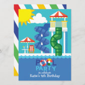 Birthday-uitnodiging voor de waterdichte pool kaart (Voorkant / Achterkant)