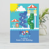 Birthday-uitnodiging voor de waterdichte pool kaart (Staand voorkant)