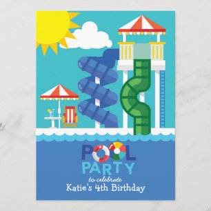 Birthday-uitnodiging voor de waterdichte pool kaart