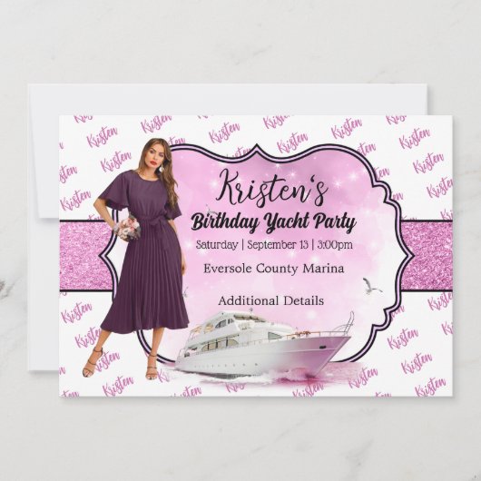 Birthday-uitnodiging voor een jacht kaart (Voorkant)