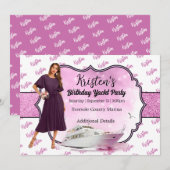 Birthday-uitnodiging voor een jacht kaart (Voorkant / Achterkant)