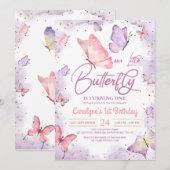 Birthday - uitnodiging voor een roze meisje (Voorkant / Achterkant)