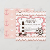 Birthday - uitnodiging voor een roze vuurtoren (Voorkant / Achterkant)