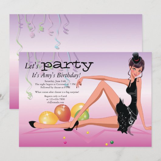 Birthday-uitnodiging voor feestdagen kaart (Voorkant / Achterkant)