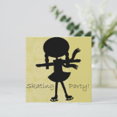 Birthday-uitnodiging voor Girl Ice Skating Party Kaart (Staand voorkant)