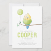Birthday-uitnodiging voor het Kind Budgie Birthday Kaart (Voorkant)