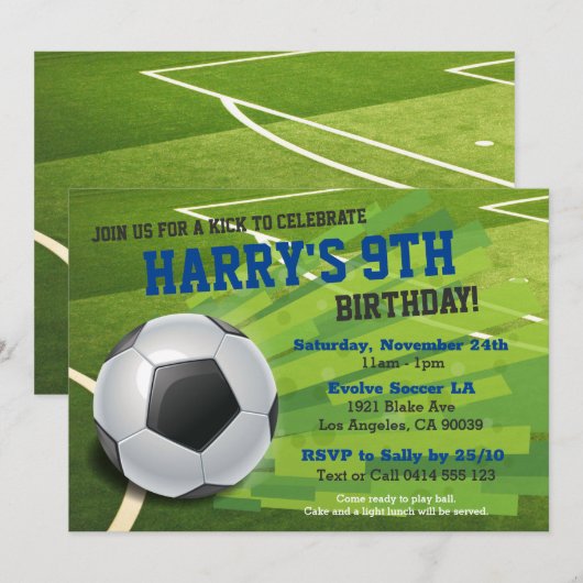 Birthday-uitnodiging voor het Kinder Football van  Kaart (Voorkant / Achterkant)