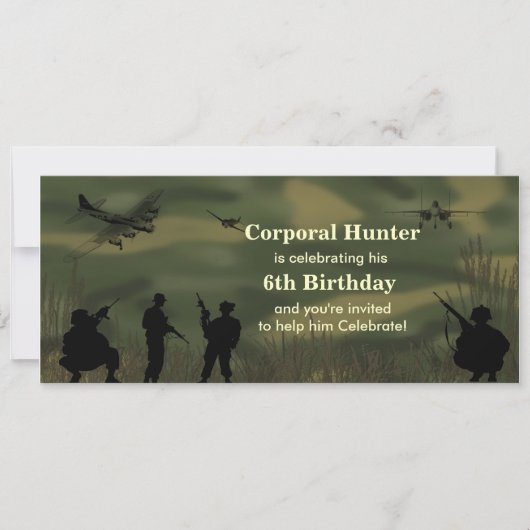 Birthday-uitnodiging voor het leger van de jongen kaart (Voorkant)