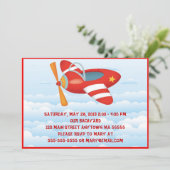 Birthday-uitnodiging voor het rode vliegtuig kaart (Staand voorkant)