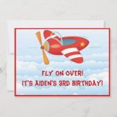 Birthday-uitnodiging voor het rode vliegtuig kaart (Achterkant)