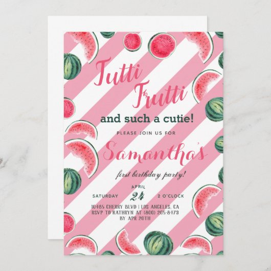 Birthday uitnodiging voor het vieren van Tutti Fru (Voorkant / Achterkant)