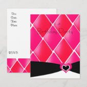 Birthday-uitnodiging voor Hot Pink Quilted Diamond Kaart (Voorkant / Achterkant)