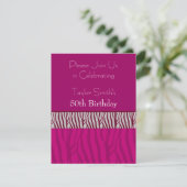 Birthday - uitnodiging voor Hot Pink Zebra Pattern (Staand voorkant)