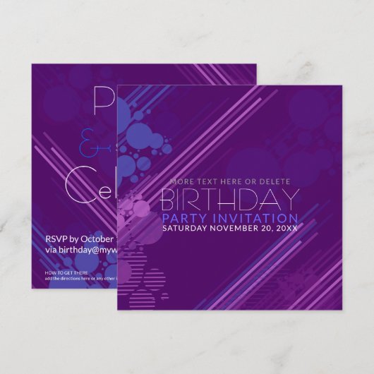 Birthday - uitnodiging voor House Party (Voorkant / Achterkant)