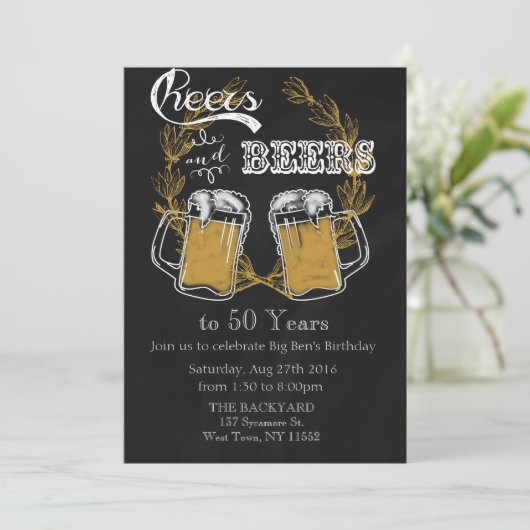 Birthday - uitnodiging voor kazen en bier (Staand voorkant)